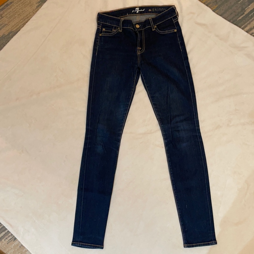 7 for all mankind skinny high rise jeans, 24”, blue